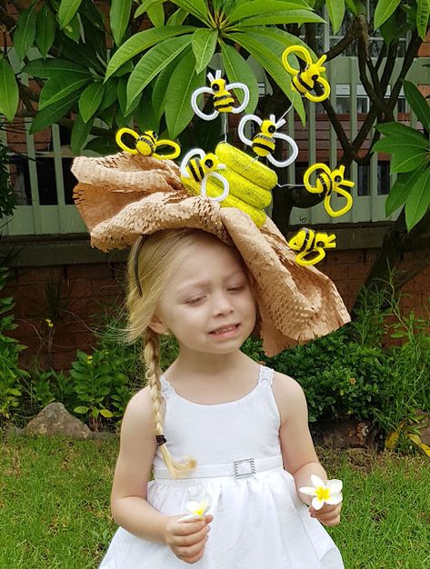 Spring Hats For Kids Diy, Spring Hat Ideas, Crazy Hat Day Ideas For Kids Diy, Easter Hat Parade Ideas Schools, Spring Hat Parade, Bee Costume Diy, Merry Birthday, Easter Hat Parade, Easter Bonnets