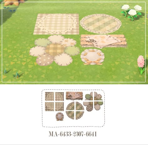 Picnic Blanket Pattern, Cottagecore Animal Crossing, Acnh Path, Acnh Cottagecore, Acnh Paths, Animal Crossing 3ds, Acnh Patterns, Animal Crossing Guide, Acnh Custom Designs