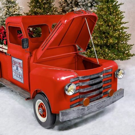 Large Red Truck - Glossy Red - 118.1"x49.2"x55.1" - Bed Bath & Beyond - 35171227 Big Red Truck Christmas Tree Stand, Christmas Yard Decor, Truck Decor, Classic Christmas Decorations, Christmas Red Truck, Christmas Yard Decorations, Reindeer Antlers, Christmas Tree Stand, Christmas Yard