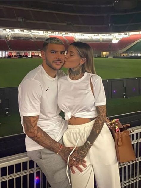 Players Wives, Theo Hernandez, Short Blonde Pixie, Tattoo Appointment, Her Tattoo, Brown Sequin Dresses, Footballers Wives, Football Wags