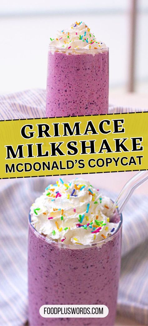 Mcdonalds Grimace Milkshake, Grimace Milkshake Recipe, Copycat Grimace Shake Recipe, Diy Grimace Milkshake, Grimace Shake Recipe, Grimace Milkshake, Milkshake Flavors, Mcdonalds Shakes, Milkshake Ideas