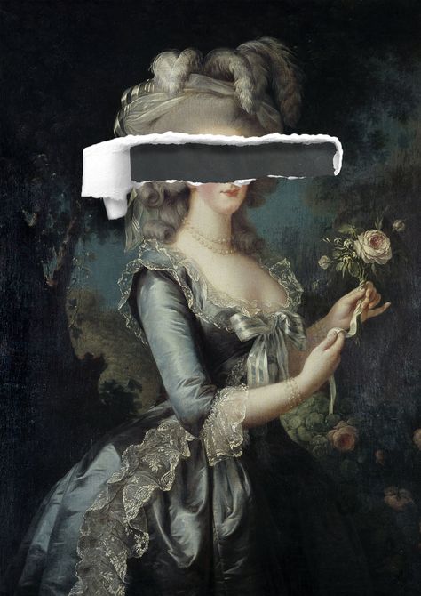 Modern Marie Antoinette Aesthetic, Ripped Canvas Art, Marie Antoinette Modern, Marie Antoinette Wallpaper, Marie Antoinette Art, Masseria Puglia, Collage Canvas Art, Printed Wall Art, Art Parody