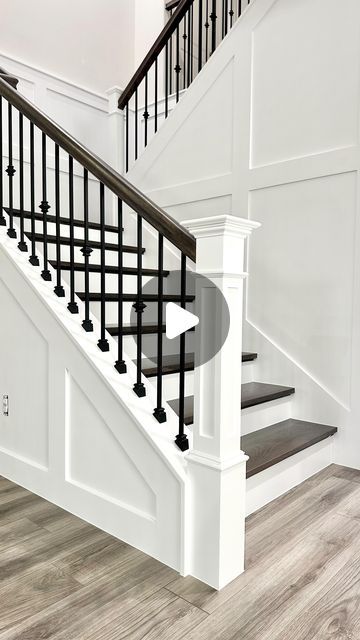 Straight Up Stairs on Instagram: "-Craftsmanship at its finest- This project is my favorite of the year so far! Everything came together beautifully. From the “Shaker Style” paneling to the gorgeous white oak treads. This is one for the books for sure.  Would ya just look at that finish! #dialed 🤌🏼🤌🏼🤌🏼  • What do you think, is this a timeless look?  #stairs #shaker #craftsman #whiteoak #carpentry #wainscoting #paneling #finish #finishcarpentry #wood #woodworking #construction #tools #straightupstairs #straightupreels #gorgeous #beautiful #inlove #getsome #stairslayer #tomlawson" Craftsman Style Door Trim, Craftsman Stairs, Staircase Paneling, Craftsman Staircase, Stairs And Hallway Ideas, Craftsman Wainscoting, Wainscoting Staircase, Stairs Makeover Ideas, Wood Stair Treads