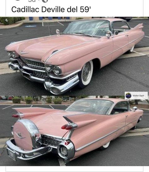 1959 Cadillac, Cool Old Cars, Old Vintage Cars, Pink Cadillac, Cadillac Deville, Fancy Cars, Pink Car, Classy Cars, Pretty Cars