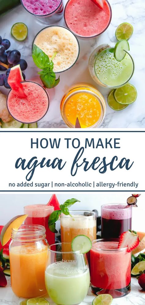 How to Make Agua Fresca - Nutrition to Fit Peach Agua Fresca, Aqua Fresca Recipes, Fresca Drinks, Nonalcoholic Drinks, Agua Fresca Recipe, Easy Alcoholic Drinks, Mexican Drinks, Drink Recipes Nonalcoholic, Blended Drinks