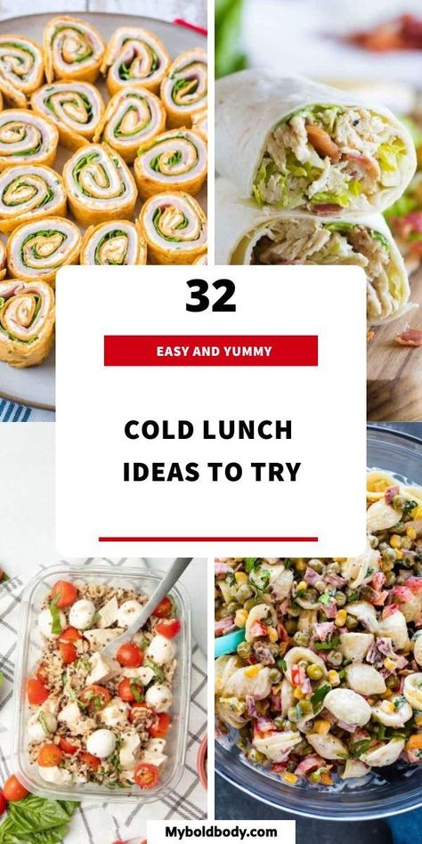 Here are 32 incredible cold lunch recipes for you to enjoy. From the best cold salads, to wraps, roll-ups, sandwiches, and much more.These tasty lunch recipes are super easy to prepare, full of flavor, and perfect for when you’re on the go or when you want to enjoy something without having to reheat. Easy Lunch Ideas No Cook, Lunch Catering Ideas Meals, Simple Cold Lunches For Work, Cold Leftovers For Lunch, Box Lunch Catering Ideas, Room Temp Lunch Ideas, Quick Easy Work Lunches, No Heat Food Ideas, Lunch Buffet Ideas Parties