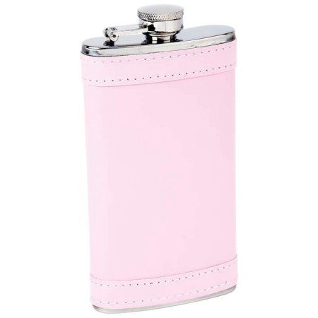 MaxamÂ® 6oz Stainless Steel Flask with Pink Wrap Wine Flask, Pocket Screws, Pink Wrap, Home Bar Furniture, Stainless Steel Polish, Hip Flask, Screw Caps, Everything Pink, White Box