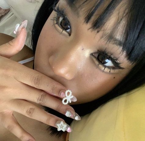 Her Nails, Hair And Nails, Black Hair, Nails, Makeup, Hair, White, Black, Make Up