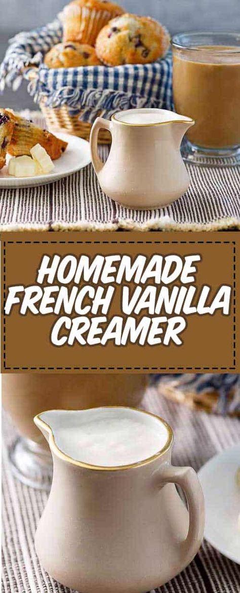 Learn how to make the best french vanilla coffee creamer with this easy 3 ingredient recipe and video. Save money with homemade creamer. It costs less than store bought and tastes better too! #coffeelove #howtomake #howtocook #moneysavingtips #creamer #coffeecreamer #vanilla How To Make French Vanilla Creamer, Homemade Creamer, French Vanilla Coffee Creamer, Sugar Free Coffee Creamer, Homemade Coffee Creamer Recipe, Diy Coffee Creamer, Healthy Coffee Creamer, Keto Coffee Creamer, 3 Ingredient Recipe