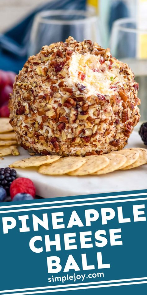 This Pineapple Cheese Ball is the perfect recipe for your party. This easy spin on the classic cheese ball recipe is our new favorite! Pineapple Cheeseball Recipes, Cranberry Cheeseball, Pineapple Cheeseball, Pineapple Cheese Ball, Classic Cheese Ball, Appetizers For Dinner, Holiday Cooking Recipes, Cheeseball Recipes, Dessert Cheese Ball