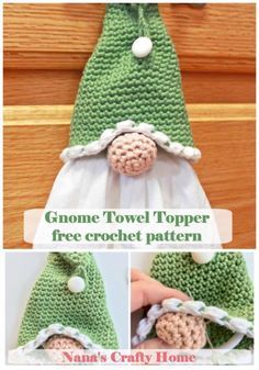 Do you love Gnomes?  This Gnome Towel Topper is absolutely adorable, works up quickly and is a free crochet pattern!  Perfect for gift giving or for craft shows year round!  Make in different colors for year round gift giving to the gnome lover in your life!  #nanascraftyhome #christmas2019 #crochetchristmas #gnomes #crochetgnomes #crochetkitchen Gnome Towel Topper, Crochet Christmas Gnome, Crochet Towel Topper, Crochet Kitchen Towels, Crochet Gnome, Holiday Kitchen Decor, Crochet Towel, Easter Crochet Patterns, Crochet Kitchen