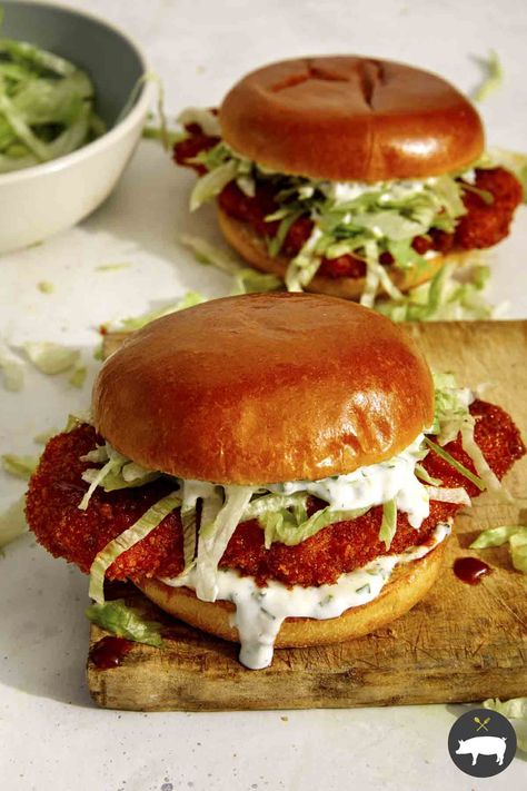 Baked Nashville Hot Chicken, Honey Hot Chicken, Nashville Hot Chicken Sandwich, Nashville Chicken, Hot Chicken Sandwiches, Spoon Fork Bacon, Nashville Hot Chicken, Nashville Hot, Chicken Sandwich Recipes