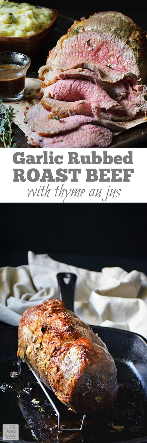 Gather the family around for #SundaySupper to enjoy this beautiful Garlic Roast Beef | by Life Tastes Good. With a crisp garlicky crust on the outside and juicy inside, this elegant meal is special enough for holidays! #LTGrecipes #SundaySupper #RoastPerfect @certangusbeef #sponsored Garlic Roast Beef, Garlic Roast, Diy Easy Recipes, Beef Roast, Roast Beef Recipes, Round Roast, Eye Round, Angus Beef, Roast Dinner