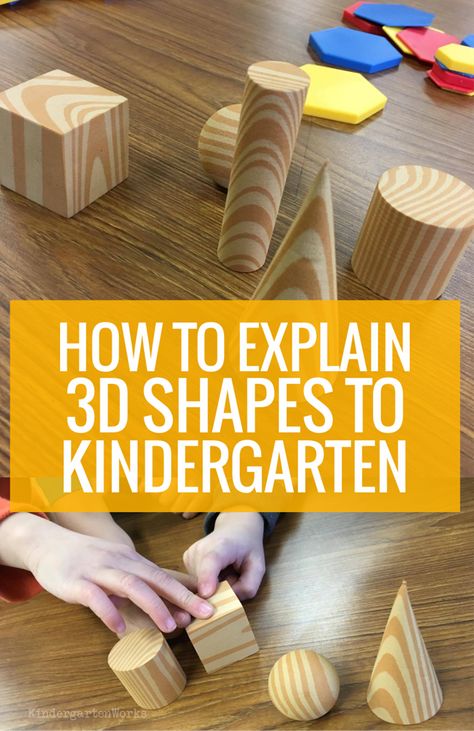 How to explain 3D shapes to kindergarten using 2D shapes to start 3d Shapes Lesson, 3d Shapes Kindergarten, Shape Activities Kindergarten, Kindergarten Geometry, 3d Shapes Activities, Shapes Lessons, Shapes Kindergarten, Teaching Shapes, 2d And 3d Shapes