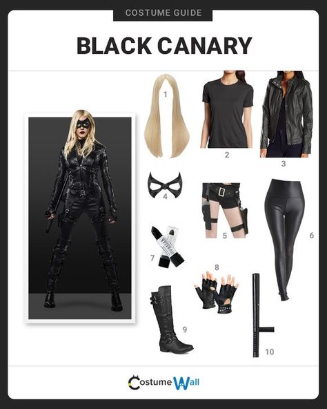 Get in costume as Black Canary, also known as Laurel Lance who turned to crime fighting in the CW series Arrow. Black Canary Costume, Arrow Costume, Carnaval Dress, Comic Con Costumes, Costume Guide, Movie Inspired Outfits, Superhero Cosplay, Fandom Outfits, Black Canary