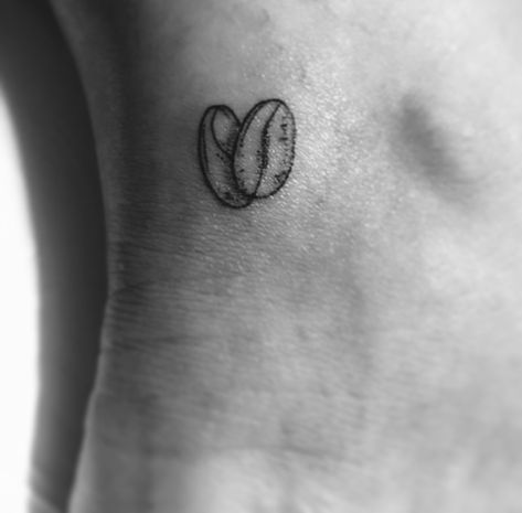 Bean Tatoos, Coffee Beans Tattoo Ideas, Soy Bean Tattoo, Coco Bean Tattoo, Coffee Bean Heart Tattoo, Coffee Theme Tattoo, Simple Coffee Tattoo Ideas, Cocoa Bean Tattoo, Espresso Bean Tattoo