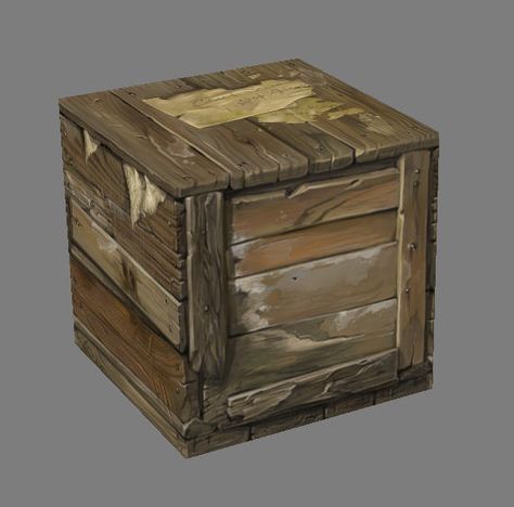 box - old crate by Nightblue-art Crate Decor, Game Textures, Old Crates, Crate Shelves, Hand Painted Textures, Props Art, Game Props, Modelos 3d, Game Concept Art