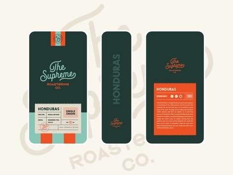 Coffee Packaging for The Supreme Roastering Co. by Marka Network on Dribbble Coffee Bag Design, Beverage Design, Spices Packaging, Tags Design, Hang Tag Design, Coffee Pack, Coffee Label, Packaging Template Design, Drinks Packaging Design