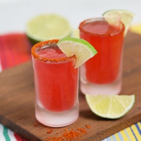 Mexican Candy Shots - Easy Festive Tequila Shots - Keesha's Kitchen Mexican Candy Shots, Candy Shots, Mexican Margarita, Watermelon Flavor, Kid Friendly Drinks, Mexican Candy, Mexican Spices, Bakery Supplies, Tequila Shots