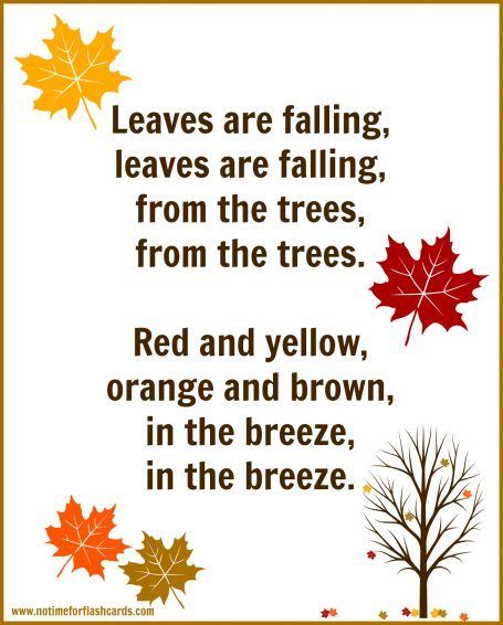 fall song for preschool - leaves are falling! #fall #music #preschool #classroom #printable Autumn Preschool Theme, Fall Lesson Plans, Classroom Songs, Fall Songs, Songs For Toddlers, Fall Preschool Activities, Fall Lessons, For Seasons, Tree Study