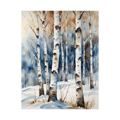 Winter Birches Watercolor Painting Forest Painting Nature Art Print Birches Forest Landscape Neutral Wall Art - Birches #31 * Title: "Birches #31" * Printed from an original digital abstract watercolor painting * Several sizes to choose from * Materials: high quality matte paper * Shipping: high quality protective packaging with tracking number * Sold unframed - framing required. * Colors: Blue, brown, white, neutral colors ♥ To see more of my art prints, please visit my shop: https://www.RaindropHouse.Etsy.com 🎨 Description: Transform your space with our exquisite "Winter Birches Watercolor Painting," a stunning depiction of a serene forest landscape. This beautiful art print showcases delicate birch trees rendered in muted shades of blue, brown, and neutral tones, creating a calming atm Watercolour Birch Trees, Winter Birch Tree Painting, Watercolor Scenes, En Plein Air Painting, Watercolor Lesson, Birch Trees Painting, Serene Forest, Winter Artwork, Tree Watercolor Painting