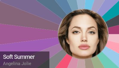 Soft Summer - Angelina Jolie Angelina Jolie Soft Summer, Angelina Jolie Color Palette, Angelina Jolie Color Analysis, Soft Summer Celebrities, What Colours Suit Me, Estate Soft, Shaded Summer, Soft Summer Makeup, Light Spring Color Palette