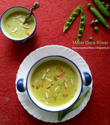 Annapurna: Matar Dalia Kheer / Broken Wheat Porridge with Peas is a creamy delicious milk based dessert. Made from nutrient rich broken wheat, green peas , milk , and jaggery this porridge is easy to prepare and is very healthy and nutritious. Karanji Recipe, Veggie Crackers, Wheat Porridge, Coconut Ladoo, Diwali Food, Indian Sweet, Green Peas, Indian Food Recipes Vegetarian, Indian Dishes