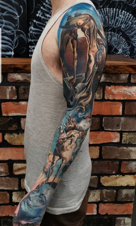 Salvador Dali Tattoo, Camping Tattoo, Dali Tattoo, Salvador Dali Art, Trending Tattoos, Surreal Tattoo, Dali Art, M Tattoos, History Tattoos