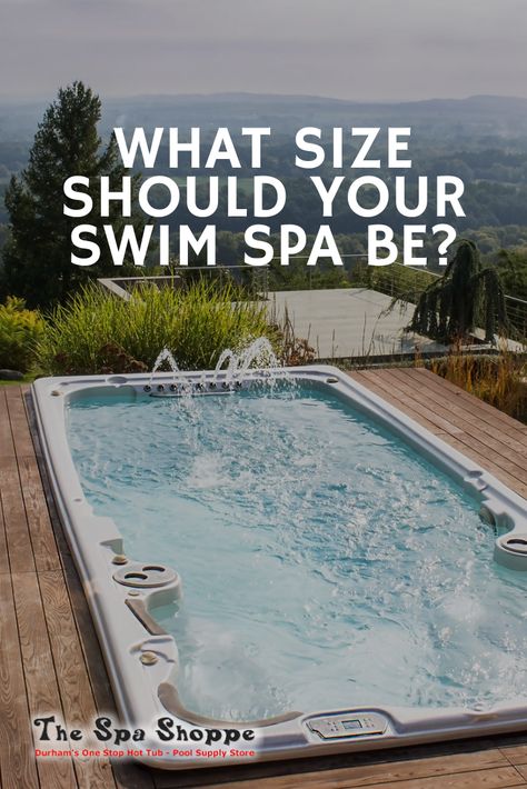 One of the most basic questions that you will have to answer when buying a swim spa is what size it should be. For many first time swim spa buyers, this can also be one of the hardest questions to answer. Today, we will help you choose which size of swim spa is right for you and your family. Swimspa Cover Ideas, Swim Spa Backyard Ideas, Swim Spa Prices, Large Swim Spa, Indoor Swim Spa, Swim Spa Landscaping, Outdoor Swim Spa, Inground Spa, Spa Landscaping