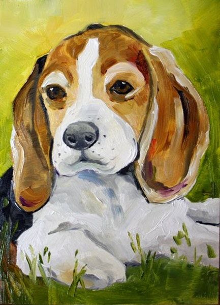 Where's My Mama Beagle Puppy Oil Painting, Dog Art by Laurie Justus Pace by Laurie Justus Pace Beagle Portrait, Pet Watercolor, Beagle Art, Paw Art, Dog Portraits Art, Puppy Art, 강아지 그림, Beagle Puppy, Simple Acrylic Paintings