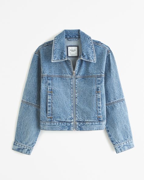 Dark Denim Jacket, Zara Girl, Women's Coats & Jackets, Zip Jacket, Dark Denim, American Apparel, Denim Women, Abercrombie Fitch, Fashion Inspo Outfits