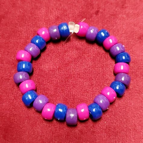 Bisexual Pride Flag Bracelet! Pink, Purple, And Blue Homemade Beaded Bracelet. Stretchy, Elastic Material Fits Children And Adults, Including Plus Size. Bi Bracelet, Pansexual Bracelet, Bisexual Bracelet, Pride Flag Bracelet, Lgbt Bracelet, Lgbtq Flag, Flag Bracelet, Bisexual Pride Flag, Bi Flag