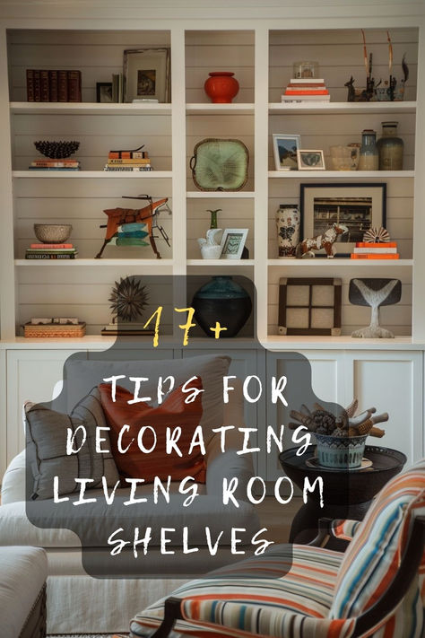 Transform your living room with beautifully decorated shelves! Learn how to style them with the right mix of books, plants, and decor pieces to create a balanced and inviting look. Click to get expert tips and tricks for stunning shelf arrangements. 🏡✨ #HomeDecor #ShelfStyling #LivingRoomInspo #InteriorDesign #DecorTips Living Room Shelving Decor Ideas, How To Decorate A Bookshelf With Books, Decorating Glass Shelves, How To Style Living Room Shelves, Bookshelf Decorating Ideas Living Room, How To Decorate Living Room Shelves, Living Room Bookcase Decor, How To Decorate Built Ins In Living Room, Decorating Book Shelves In Living Room