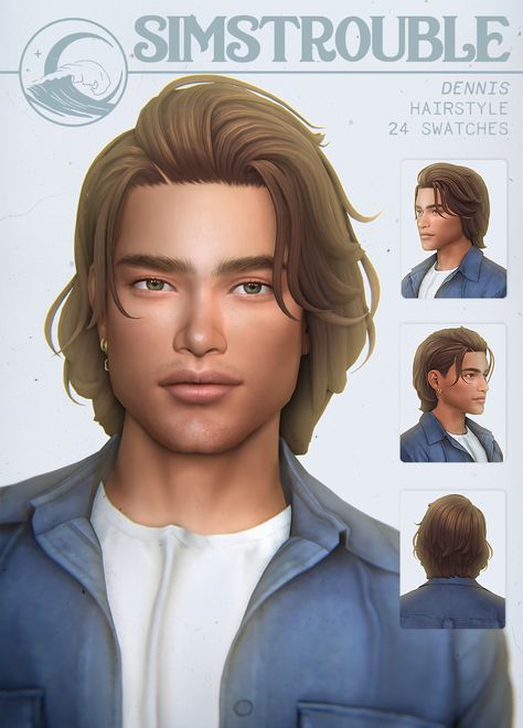 A medium-length, slick-back hair for your tenacious boys 🎺 Base Game Compatible. 24 Swatches. All LODs, Hat Compatible, All Maps, 7k. Two versions! Maxis Match Mens Hair, Sims Closet, Ts4mm Cc, Hairstyle References, Ts4 Hair, Sims 4 Hair Male, The Sims 4 Cabelos, Cc Hair, Sims Packs