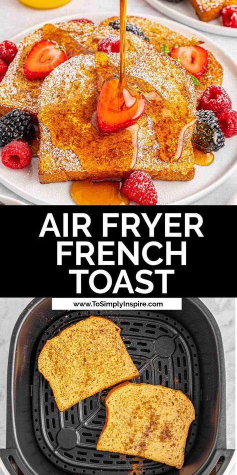 This air fryer French toast recipe is a game-changer for an easy breakfast. Our easy recipe combines thick brioche bread with the classic egg mixture seasoned with cinnamon and nutmeg for a perfectly flavored version of traditional french toast. Cinnamon French Toast Sticks, Air Fryer French Toast, Easy French Toast Recipe, Classic French Toast, Averie Cooks, French Toast Sticks, Make French Toast, Cinnamon French Toast, French Toast Easy