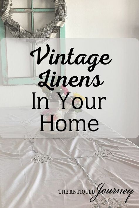 Vintage Linen Display Ideas, Vintage Table Linens, Pretty Embroidery, Modern Textiles, Wooden Dresser, Vintage Napkins, Christmas On A Budget, Vintage Bed, Embroidered Pillowcases