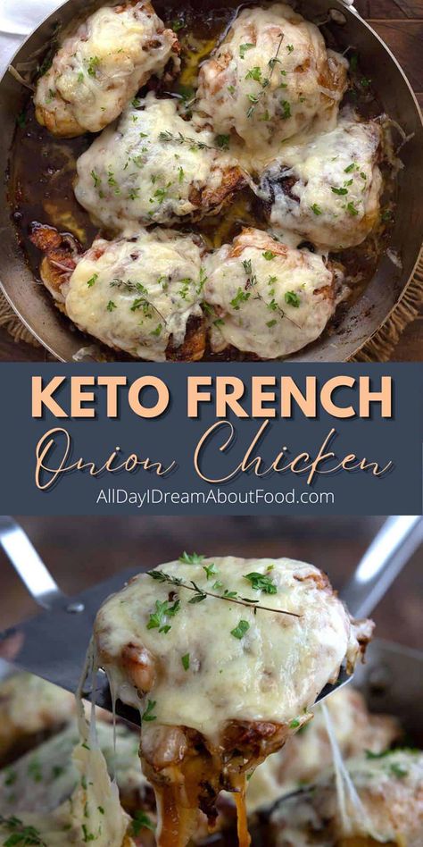 Keto Chicken Thighs, French Onion Chicken, Onion Chicken, Keto Recipes Dinner, Low Carb Dinner Recipes, Low Carb Chicken, Chicken Dishes Recipes, Low Carb Keto Recipes, French Onion