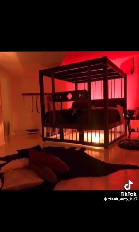 Kink Furniture, Red Playroom, Bedroom Ideas For Couples Romantic, Dungeon Room, Messy Bed, Bedroom Decor For Couples, Colourful Living Room, Red Rooms, Playroom Furniture