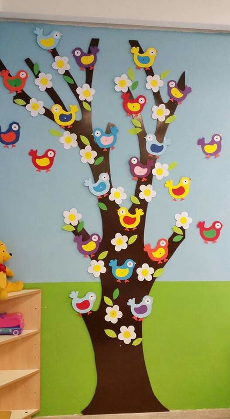 Printemps Spring Tree, Aktivitas Montessori, Bird Crafts, Kids Classroom, Art N Craft, School Decorations, Tree Crafts, Crafting Ideas, Spring Crafts