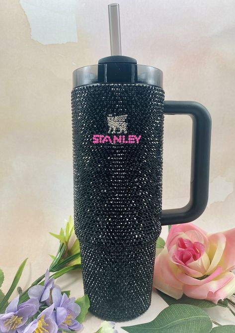 You Deserve This. Treat yourself with a luxury one of a kind 100% Genuine Swarovski & KiraKira Crystal cup/tumbler by CindyLouDesignsCo.  Stainless steel cup keeps your drinks hot or cold for hours. With proper care and use, these tumblers will last a lifetime. DO NOT SOAK AND HAND WASH ONLY. DO NOT SCRUB OUTSIDE OF CUP WITH ABRASIVE SPONGE. Item is final sale only, no returns on Made to Order items. No cancellations once order has been placed. Seller not responsible for shipping delays by carrier. Please be sure the shipping address associated with your Etsy account is correct before purchasing. I am not responsible for any lost/missing packages due to an incorrect shipping address. If your purchase gets returned back to us for insufficient address, you will be charged for return shipping Rhinestone Stanley Tumbler, Bedazzled Stanley Cup, Rhinestone Stanley Cup, Fancy Cup, Trendy Water Bottles, Bling Ideas, Rhinestone Cups, Stanley Cups, Rhinestone Projects