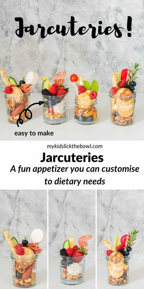 Charcuterie Jars, Christmas Starters, Individual Appetizers, Best Holiday Appetizers, Christmas Appetizer, Healthy Homemade Snacks, Holiday Appetizer, Dessert In A Jar, Charcuterie Inspiration