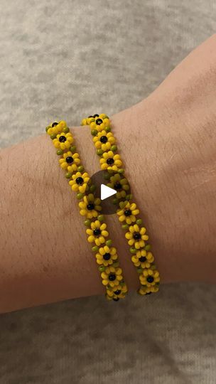 Sunflower Beaded Bracelet, Seed Bead Flower Bracelet, Bead Flower Bracelet, Beaded Bracelet Diy, Seed Bead Flower, Autumn Bracelet, Bead Flower, Grand Rapids Michigan, Jewelry Making Tutorials