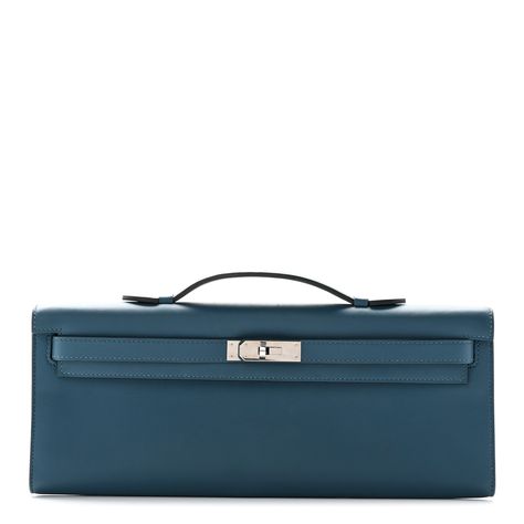 Hermes Kelly Cut Clutch, Hermes Kelly Pochette, Hermes Clutch, Kelly Pochette, Louis Vuitton Trunk, Kelly Cut, All Shades Of Blue, Blue Clutch, Trunk Bag