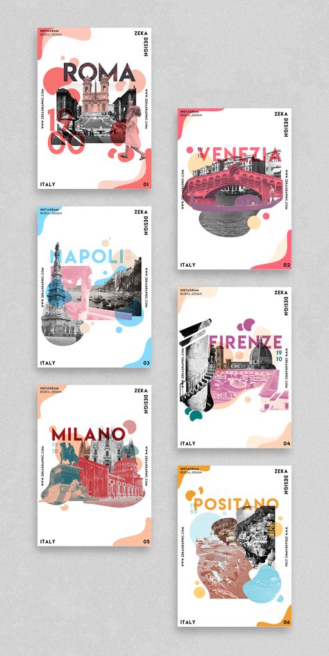 Italy Full Poster Design and Graphic Design Project by Zeka Design, minimalist poster design layout inspiration, creative digital collage art. Editorial Design Cover art Design. If you want to see the full collection and more graphic design and branding projects check the link! #posterdesign #graphicdesign #editorialdesign Poster Photo Collage, Design De Configuration, Illustration Design Graphique, Posters Conception Graphique, Nike Poster, Mises En Page Design Graphique, Minimalist Poster Design, Graphic Design Posters Layout, Logos Retro