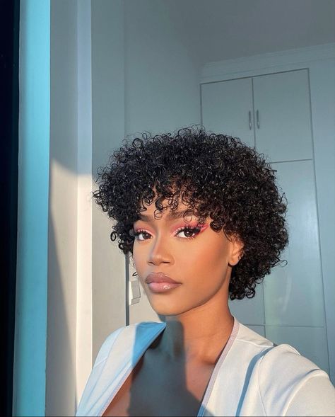 Short Type 4 Haircut, Ear Length Natural Hair, Twa With Bangs, Black Women With Short Curly Hair, Short Curly Afro Black Women, Short Hair With Big Forehead, Curly Short Fro, Short Type 3 Curly Hair, Curly Cut Black Women