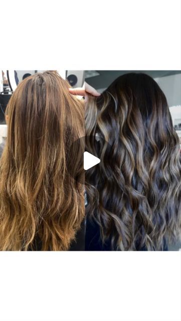 Adina Pignatare | BALAYAGE | HAIR VIDEOS | EDUCATOR on Instagram: "Everyone is obsessed about blonding placement but the magic is actually in depth & dimension 💣  This was a high impact REVERSE BALAYAGE. She wanted less blonde & more dark- that’s not always for everyone.   Most of my reverse balayages want to be still identify as blonde but with less maintenance and no hard lines!   This babe wants more dark than blonde. So I dragged the root down farther. Covered BIGGER areas for dimension!   @behindthechair_com  @thebtcteam #thebtcteam #btcreelquickie #behindthechair #lowmaintenancehair #brunettebalayage #brunettehair #livedinbrunette #balayagevideos #balayageeducation" Dark Reverse Balayage, Reverse Balayage Formula, Balayage Hair Placement, Reverse Balayage Brunette Dark Brown, Fall Bronde Balayage Dark Roots, Beige Balayage On Dark Hair, Reversed Balayage, Reverse Balayage Before And After, Reverse Balayage Brunette