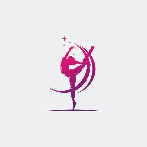 Young gymnast woman dance with ribbon logo Gymnastics Profile, Gymnastics Logo Design, Dance Club Logo, Gymnastics Poster Design, Gymnastics Logo, Gymnast Silhouette, Gymnastics Stickers Redbubble, Woman Dance, Dance Vector