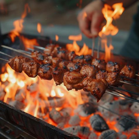 AI generated Man grills shish kebab over flames, sizzling with deliciousness For Social Media Post Size Social Media Post Size, Bbq Images, Delicious Food Image, Grill Logo, Kebabs On The Grill, Shish Kebab, Contouring Makeup, Photo Frame Wallpaper, Fire Photography