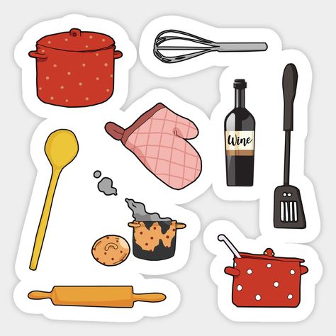 Cooking Stickers Printable, Scrapbook Prints, Mini Chef, Kitchen Stickers, Scrapbook Printing, Sushi Set, Cooking Set, Journal Design, Printable Stickers