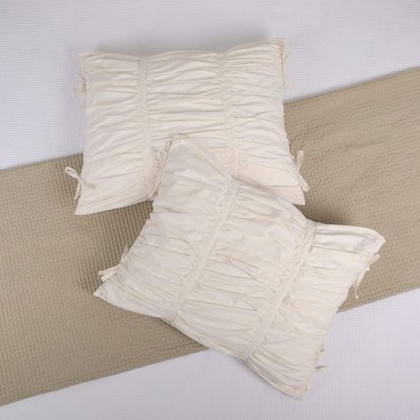 PRICES MAY VARY. 200 Thread Count 100% Cotton in Cream Deco Your Bed with These Hand-work Plaits Shams with Knot Ties Carfts, match with Boho, Farmhouse, Shabby Chic, Victorian, Vintage style. UNIQUE SBS Zipper Closure. Strong and Hidden Zipper perfectly help to avoid envelope-bump. (The Knots are Decorative) Pillow Shams set of 2 Standard Size 20x26" Machine Wshable. Shams / Covers only. Inner Pillow NOT Included in the Pack. Boho Pillow Sham set of 2 20x26 in Cream with All-over Plaited Bobble Cinched Bedding, Cute Throw Pillows For Bed, Preppy Pillows On Bed, Cute Pillow Cases, Big Pillows For Bed, Beige Room Decor, Theow Pillows, Ruched Bedding, Vintage Duvet Covers